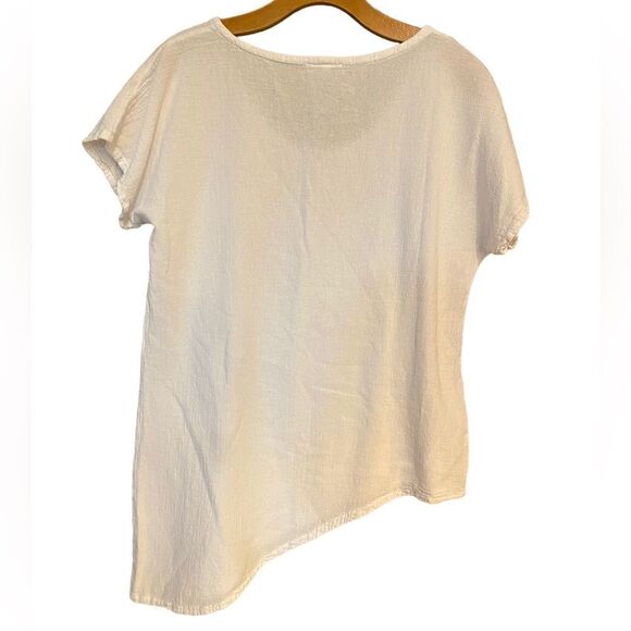 Oh my Gauze! Sz 1=S/M White Cotton Gauze Flowy Daytona Angle Hem Top - Picture 2 of 4